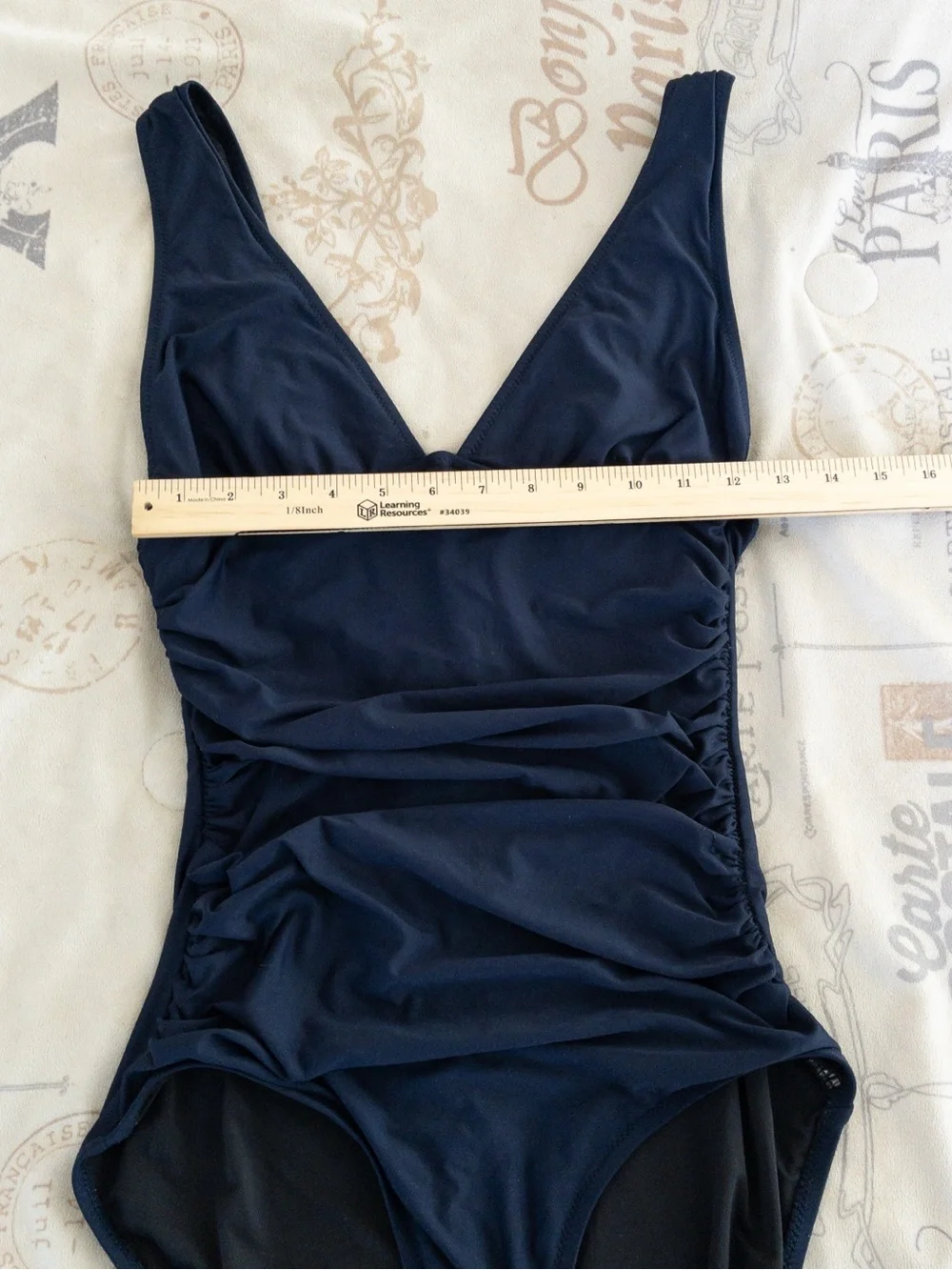 J. Crew Classic Navy Ruched Shirred Front One Piece Swimsuit Size 6 Long